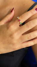 Load image into Gallery viewer, 18k Gold Filled Eternity Ring: Pink, Crystal, Green Cubic Zirconia
