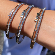 Load image into Gallery viewer, 18k Gold Filled Cubic Zirconia 'Love' Bangle Bracelet
