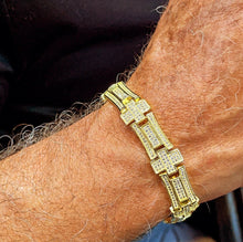 Load image into Gallery viewer, Iced 18k Gold Filled Cross Link Bracelet: Cubic Zirconia Jewelry
