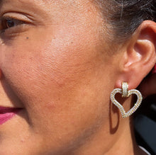 Load image into Gallery viewer, 18k Gold Filled Cubic Zirconia Heart Earrings: Hypoallergenic Party Jewelry
