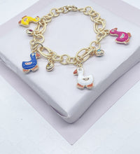 Load image into Gallery viewer, 18k gold Filled Colorful Duck Charm Bracelet Wholesale Jewelry

