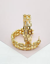 Load image into Gallery viewer, 18k Gold Filled Chain Link Hoop Earrings Featuring Cubic Zirconia, Dainty Curb
