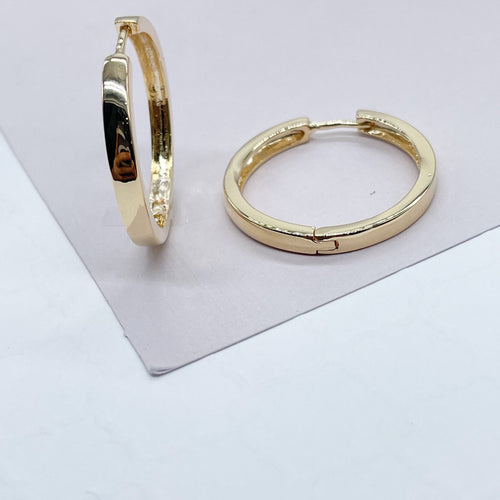 18k Gold Filled Medium Sharpe Edged Plain Hoop EarringsWholesale Jewelry Supplies