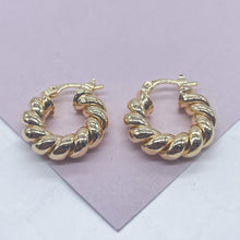 Load image into Gallery viewer, 18k Gold Filled Chunky Croissant Style Hoop Earrings, Very Light Hallowed
