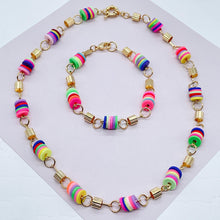 Load image into Gallery viewer, 18k Gold Filled Colorful Flat Disk Set Colored Donuts Jewelry
