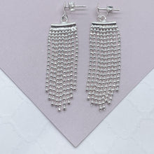 Load image into Gallery viewer, Silver Filled Dangling Fringe Earrings

