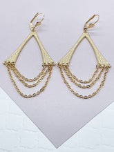 Load image into Gallery viewer, 18k Gold Filled Chandelier Earrings: Dangle Cable Chain Wishbone Style
