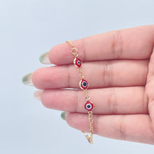 Load image into Gallery viewer, 18k Gold Filled Red Evil Eye Kids Bracelet Protection
