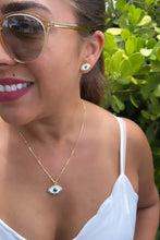 Load image into Gallery viewer, 18k Gold Filled Protection Evil Eye Set, Includes Earrings &amp; Necklace
