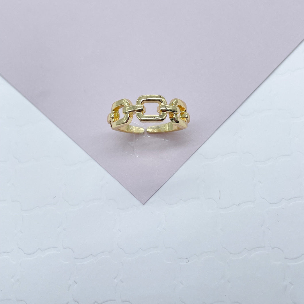 Adjustable 18k Gold Filled Link Ring Dainty Jewelry