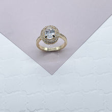 Load image into Gallery viewer, Art Deco 18k Gold Filled Oval Cubic Zirconia Ring, Engagement CZ Ring,
