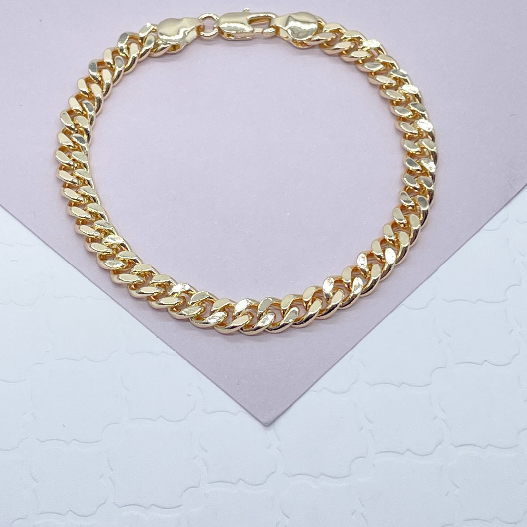 Anklet 18k Gold Filled 7mm Chunky Cuban Link, Gold Filled Curb Link Anklet, Miami Cuban Link Style