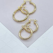 Load image into Gallery viewer, 18k Gold Filled Medium Thin Plain Hoop Earrings
