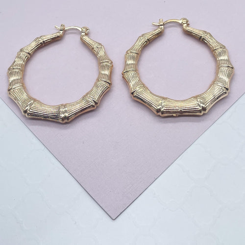 18k Gold Filled Chunk Bamboo Hoop Earrings Wholesale Jewelry Supplies