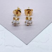 Load image into Gallery viewer, 18k Gold Filled 4mm Mini Cubic Zirconia Square Stud Earring
