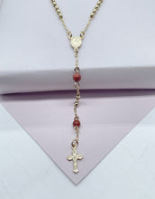 Load image into Gallery viewer, 18k Gold Filled Beaded Rosary With Brown Aventurine Beads With Guadalupe And
