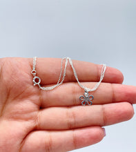 Load image into Gallery viewer, 18k Silver Filled Dainty Double-Chain Anklet With Hanging Plain Flower &amp; Zirconia Stone
