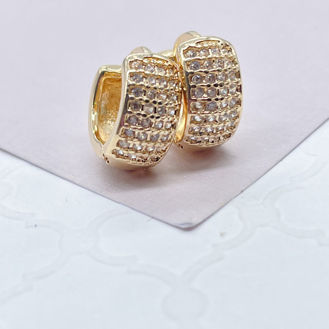18k Gold Filled Extra Small Pave Cubic Zirconia Hoop Earrings