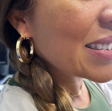 Load image into Gallery viewer, 18k Gold Filled Large Sharp Edged Plain Hoop Earrings Wholesale Jewelry Supplies

