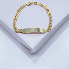 Load image into Gallery viewer, 18k Gold Filled Cuban Link ID Children’s Bracelet, Curb Chain Bar Bracelet Kids,
