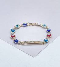 Load image into Gallery viewer, 18k Gold Filled Beaded Evil Eye ID Children Bracelet With Star
