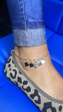 Load image into Gallery viewer, 18k Gold Filled Figaro Anklet With Plain Heart Charms &amp; Love Charm
