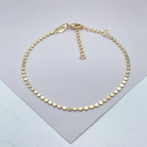 18k Gold Filled Flat Beaded Ankle Bracelet