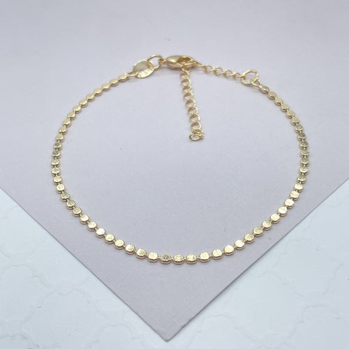 18k Gold Filled Flat Beaded Ankle Bracelet