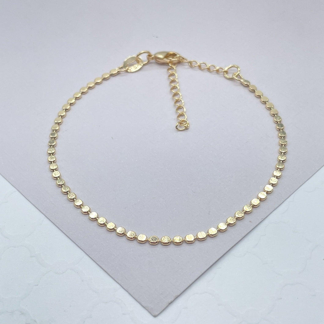 18k Gold Filled Flat Beaded Ankle Bracelet