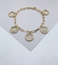 Load image into Gallery viewer, 18k Gold Filled PaperClip Bracelet With Multiple Sea Creatures Charms
