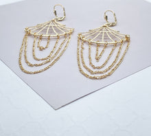Load image into Gallery viewer, Light 18k Gold Filled Figaro Chain Chandelier Earrings
