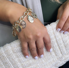 Load image into Gallery viewer, 18k Gold Filled Bracelet With Mixed Religious and Protection Charms
