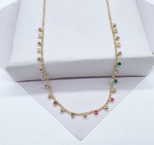 Load image into Gallery viewer, 18k Gold Filled thin bead and colorful gem choker
