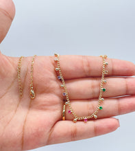Load image into Gallery viewer, 18k Gold Filled thin bead and colorful gem choker
