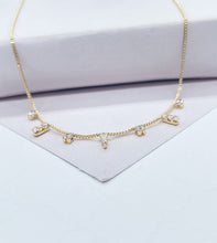 Load image into Gallery viewer, 18k Gold Filled Dainty Shard Pieces of Zirconia on Box Chain Choker
