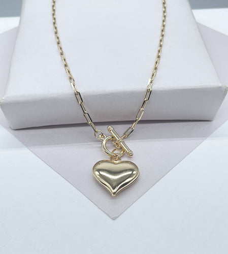 18k Gold Filled Big Puffy Heart Choker