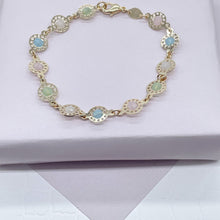 Load image into Gallery viewer, 18k Gold Filled Pastel Colorful UFO Bracelet, Color Flying Saucer Style Bracelet Jewelry

