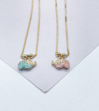 Load image into Gallery viewer, 18k Gold Filled Box Chain Anklet With Pastel Colored Elephant Charm
