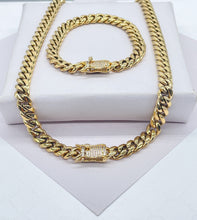 Load image into Gallery viewer, 18k Gold Filled Original 8mm Miami Cuban Link Necklace and Bracelet featuring Zirconia Box Clasp
