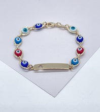 Load image into Gallery viewer, 18k Gold Filled Beaded Evil Eye ID Children Bracelet With Star
