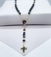 Load image into Gallery viewer, 18k Gold Filled Black Beaded Rosary

