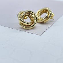 Load image into Gallery viewer, 18k Gold Filled Small Textured Solid Double Layered Hoop Earrings
