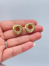 Load image into Gallery viewer, 18k Gold Filled Small Textured Solid Double Layered Hoop Earrings
