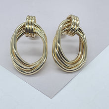 Load image into Gallery viewer, 18k Gold Filled smooth triple Layered Oval solid Earrings
