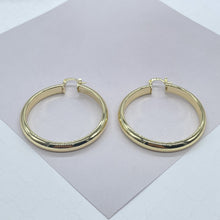 Load image into Gallery viewer, 18k Gold Filled Thick Flat Inside Hoop Earrings, Plain Gold Fat
