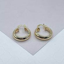 Load image into Gallery viewer, 18k Gold Filled Thick Flat Inside Hoop Earrings, Plain Gold Fat
