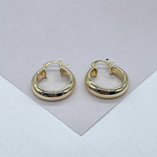 Load image into Gallery viewer, 18k Gold Filled Thick Flat Inside Hoop Earrings, Plain Gold Fat
