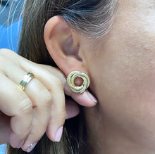 Load image into Gallery viewer, 18k Gold Filled Small Textured Solid Double Layered Hoop Earrings
