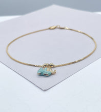Load image into Gallery viewer, 18k Gold Filled Box Chain Anklet With Pastel Colored Elephant Charm
