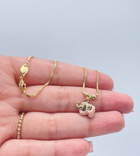 Load image into Gallery viewer, 18k Gold Filled Box Chain Anklet With Pastel Colored Elephant Charm
